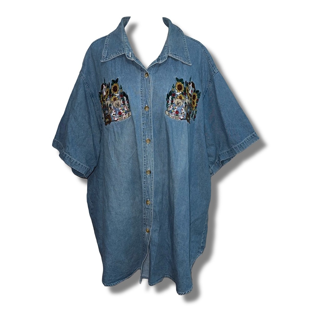 Vintage 90s Teddy Bears & Sunflowers Button Down Shirt